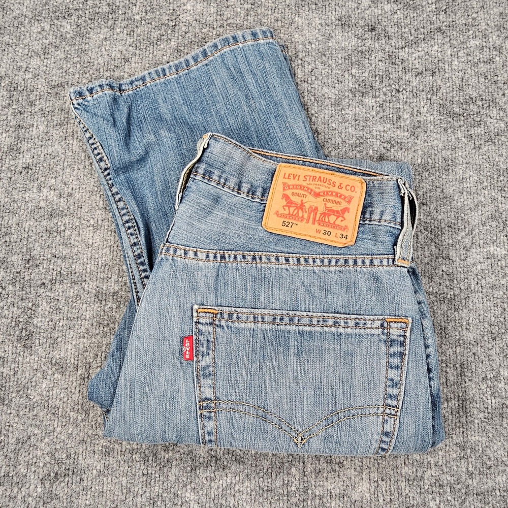 Levi's 527 Men's Slim Bootcut Jeans Size 30x34 Light Wash Blue Denim